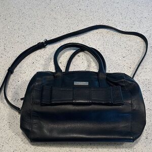 kate spade Black Leather Satchel with Front Bow